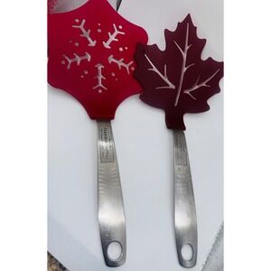 Amco Houseworks Flexible Spatula Set Snowflake Red Maple Leaf Burgundy Stainless